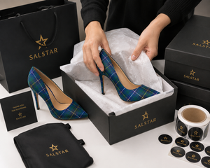 Chaussures à talons hauts pour femmes, escarpins à bout pointu en tartan écossais de haute qualité, chaussures de mariage, talons hauts à carreaux tendance, fabricant OEM - Product Image 6