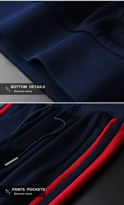 Survêtements en molleton uni respirants 100% coton pour hommes, vêtements de sport d'équipe, vêtements de fitness, d'entraînement et de jogging - Product Image 3