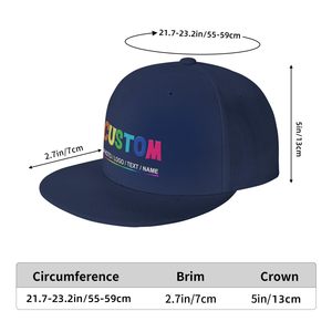 Gorra Snapback Personalizada de 6 Paneles, Azul Marino, Logotipo Bordado Arcoíris en el Panel Frontal, Ajustable, Unisex, de Hilo de Algodón - Product Image 4