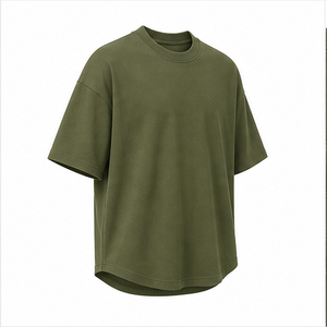 T-shirt à manches courtes et col rond pour homme, en coton modal vert mousse, surdimensionné, personnalisé, MTS-OVR-0020 - Product Image 3