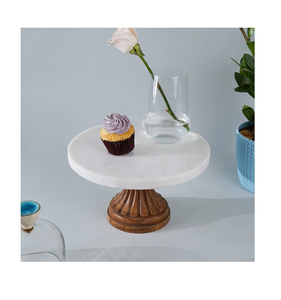 Best Selling Wood & <b>Marble</b> <b>Cake</b> <b>Stand</b> Platter Lazy Susan Food Serving Engraving Technique Modern Party <b>Marble</b> <b>Cake</b> <b>Stand</b> - Product Image 3
