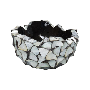 <b>Unique</b> Black Mother of Pearl Inlaid Decorative <b>Vase</b> for Elegant Home and Office Display - Product Image 1