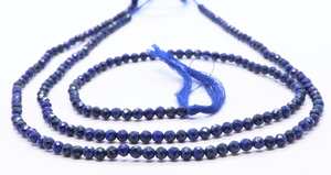 Perles rondes facettées en lapis-lazuli naturel AAA, 3 mm, perles en pierre précieuse lapis-lazuli, perles en lapis-lazuli pour la fabrication de bijoux - Product Image 2