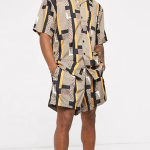 บริการ OEM แบบกำหนดเอง ชุดพิมพ์ลายรีสอร์ทฮาวาย เสื้อเชิ้ตและกางเกงขาสั้นลำลองชายหาด แขนสั้น ชุดสองชิ้น เสื้อชายหาดสำหรับผู้ชาย - Product Image 5