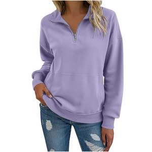 Sudaderas Oversize para Mujer al por Mayor con Cierre de 1/4, Ropa de Otoño, Estilo Casual y Holgado, Cómodas, 100% Algodón Felpa - Product Image 1