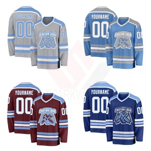 Maillot de hockey sur glace personnalisé, col en V, impression sublimée, motif 3D, maille respirante, manches longues pour homme, 100% polyester, séchage rapide, 280g - Product Image 6