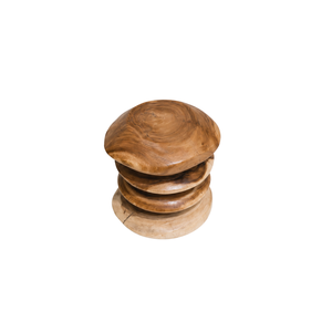 ARTERRA Luxury Teak <b>Wood</b> Sculptural Pedestal <b>Stool</b> Modern Round Side Table Luxury Accent End Table for Villa - Product Image 3