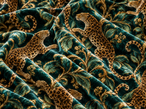 Tela de Terciopelo con Estampado de Leopardo, Tela Verde Dorada para Decoración de Muebles - Product Image 5