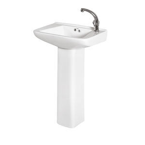 Lavabo de Cerámica Blanco de Alta Calidad Hecho en India para Uso Doméstico en el Baño, con Pedestal, en Venta - Product Image 1