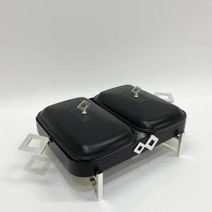 Plat à réchaud double de luxe moderne en acier inoxydable noir avec bol en verre, chauffe-plats antiadhésif pour buffet, idéal pour la restauration et les services hôteliers - Product Image 4