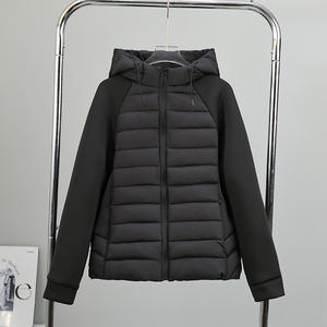 Veste courte matelassée à capuche surdimensionnée pour femme, en coton épais, avec manches patchwork, prix usine Chine-Bangladesh - Product Image 6