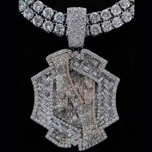 Men's Hip Hop Jewelry 18K Gold Plated 925 <b>Silver</b> VVS Moissanite Lab Diamond Name Letter <b>Pendant</b> Luxury Iced Out <b>Initial</b> <b>Pendant</b> - Product Image 1