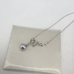 Collier de perles noires japonaises et de Tahiti de 8 à 11 mm avec pendentif unique en argent S925, ornement de cou, pendentif, charme - Product Image 3