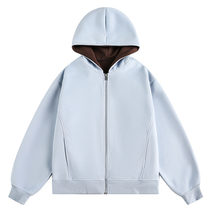 Sweat-shirt à capuche unisexe personnalisé avec fermeture éclair intégrale, couleur unie, en coton French Terry, décontracté, coupe classique, pour l'automne - Product Image 4