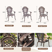 Wasserabweisender Europäischer Vintage Stapelbarer Terrassenstuhl Wasserdichte Outdoor-Möbel Aluminiumguss-Rahmen Gartenstühle