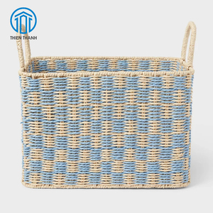 Cesta de Papel Tejida a Mano con Asas, Organizador de Almacenamiento, Cesta Decorativa para Niños, Guardería y Hogar, Venta al por Mayor de Fábrica - Product Image 1