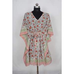 ชุดนอนมินิเดรสลายดอกไม้ดิจิทัลสไตล์เกาหลีสำหรับผู้หญิง สวมใส่สบาย เหมาะสำหรับใส่ไปชายหาด ชุดคลุมอาบน้ำ คาฟตัน ดีไซน์หรูหรา วินเทจ แท้ 100% - Product Image 1