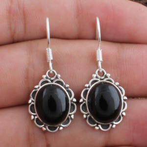 ต่างหูหยดน้ำออนิกซ์สีดำธรรมชาติ เงินแท้ 925 เครื่องประดับงานแต่งงานสุดหรูสำหรับผู้หญิง - Product Image 2