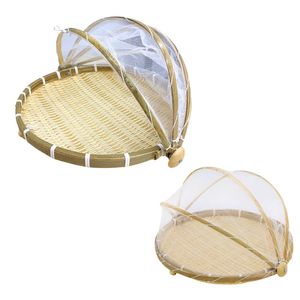 Premium Vietnamese BAMBOO <b>TRAY</b> with Mesh Net Cover Food Protection Basket for Outdoor Use Home Decor - Product Image 1