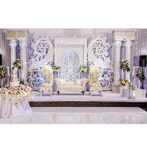 Boston Bollywood Style Wedding Stages Set Latest <b>Flower</b> Shaped Backdrop with LED <b>Lights</b> for Reception for Events USA - Product Image 1