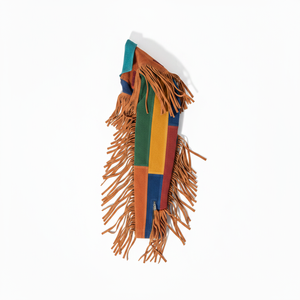 Premium Colorful Panel Work Western Fringe <b>Suede</b> Leather <b>Jacket</b> boho style - Product Image 4