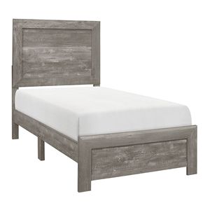 Letto in Legno con Finitura Grigia Rustica, Misura Twin, Arredamento Camera da Letto, 1 Pezzo in Confezione - Product Image 2