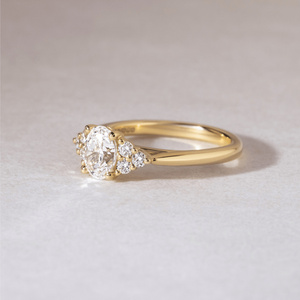 Anillo de Diamante Cultivado en Laboratorio con Certificado IGI, Corte Redondo de 1-5 Quilates, Diseño de Racimo Triangular, Oro Sólido de 18K, 14K, 10K, Plata 925, Anillo de Compromiso - Product Image 3