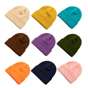 Gorros de Invierno de Punto Acanalado Unisex, Lisos, 100% Algodón, Coloridos, al por Mayor, MOQ Bajo - Product Image 2