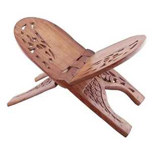 Rehal en bois sculpté à la main, support pliable pour livres, incrustation florale géométrique en forme de X, support durable fait main pour Coran et textes sacrés - Product Image 6