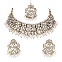 Ensemble collier et boucles d'oreilles en alliage plaqué or rose avec perles d'imitation et véritables perles, bijoux de mode pour femmes, pour les soirées