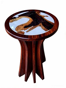 Mesa Auxiliar Moderna y Clásica de Resina y Madera con Tapa Elevable, Diseño Original, Duradera, para Sala de Estar o Dormitorio, en Oferta - Product Image 6