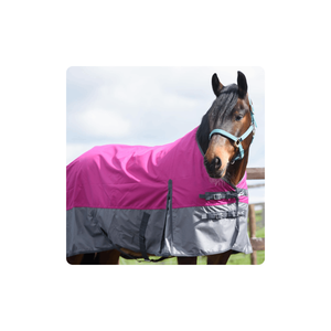 Horseware <b>Rugs</b> Outdoor Winter Turnout Horse Medium 100gsm 100% Waterproof Raspberry Grey at Best Price Smart - Product Image 1