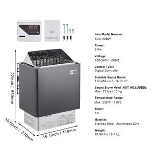 Calentador de Sauna Eléctrico de 220V y 9KW con Controlador Digital Externo, Temporizador de 3H Ajustable, Estufa de Vapor de Madera de Hemlock Sólido - Product Image 4