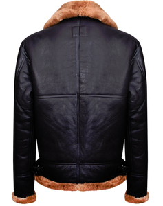 Blousons aviateurs personnalisés pour hommes, blousons de pilote en cuir d'agneau avec col en fourrure - Product Image 6