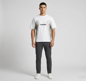 Oversized Men's Color Blocked T-Shirt Custom Logo <b>Raglan</b> Sleeve Knitted Casual <b>Top</b> - Product Image 6