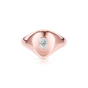 แหวนทองคำแท้ 14K 18K ทรงลูกแพร์ ประดับเพชรเลี้ยงในห้องปฏิบัติการ แบบมินิมอล ฝังขอบแบบโดม  ขายส่งจากโรงงาน - Product Image 5