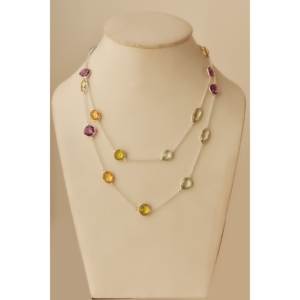 Compre un collar de cadena con bisel de piedras preciosas naturales Aurora Prism Multi, con plata de ley 925, un collar moderno. - Product Image 1