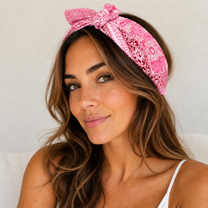 Wholesale <b>Pink</b> Floral Bandana Headband Cotton Square Scarf Casual Spring Summer Accessory Unisex <b>Wraps</b> - Product Image 1