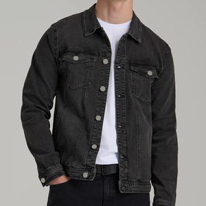 Mens Long Sleeve <b>Denim</b> <b>Jacket</b> <b>Lightweight</b> Blue Jean Coat Customizable Street Style Outerwear for Daily Wear - Product Image 1