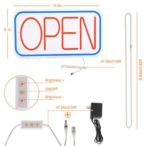 Insegna LED Aperta con Luminosità Regolabile 16.5x9.1in, Pannello Pubblicitario al Neon per Attività Commerciali - Product Image 6