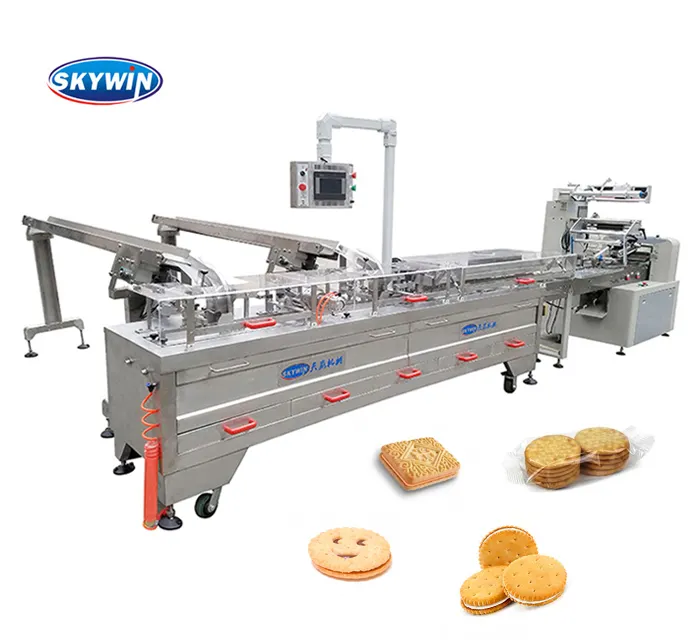 skywin biscuit sandwich making machine with pillow packing biscuit machine