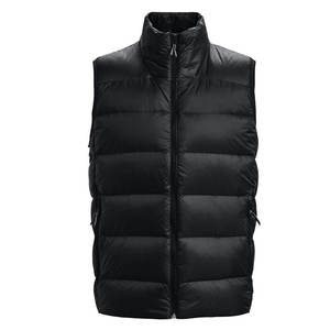 <b>Men's</b> <b>Black</b> Stand Collar Puffer <b>Vest</b> Zipper Closure Windproof Casual Winter Outerwear 100% Polyester - Product Image 1