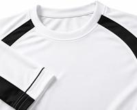 T-shirt pour homme à manches raglan, col rond, blanc et noir, 300 GSM, coupe classique, séchage rapide, jersey tricoté en polyester/coton, design uni