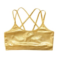 Camisole métallique 6-16 enfants filles haut court pour la danse patinage artistique gymnastique rythmique Cheerleading compétition Performance
