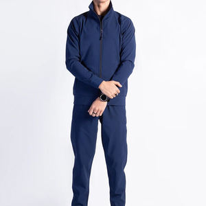 ชุดวอร์มกีฬากลางแจ้งคุณภาพสูงสำหรับผู้ชาย ชุดออกกำลังกายวิ่งฟิตเนสแบบสองชิ้น กางเกงขายาวและเสื้อแจ็คเก็ต พร้อมโลโก้สั่งทำได้ - Product Image 4