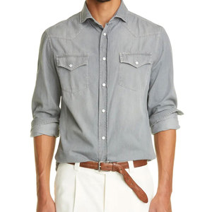 Camisas de Mezclilla para Hombre, Corte Ajustado, Estilo Casual, Impresión de Logotipo Personalizado, Marca Privada - Product Image 1