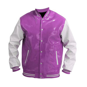 Veste universitaire unisexe en polyester style rétro, veste bomber vintage, col montant, personnalisable, veste de baseball - Product Image 1