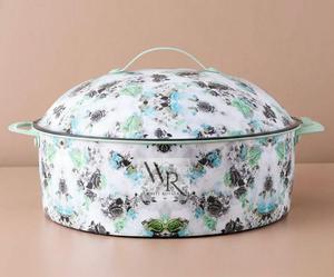 Plat de service isotherme en métal avec couvercle, motif floral pastel, élégant, pour la cuisine, les repas et les cadeaux - Product Image 1