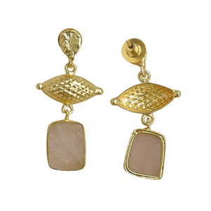 Pendientes Geométricos Chapados en Oro con Incrustaciones de Piedras Naturales, Estilo Boho Chic, Joyería de Moda para Mujer - Product Image 5