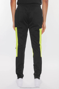 Pantalon de jogging pour homme noir et vert fluo, taille élastique avec cordon de serrage, plusieurs poches, style décontracté, collection automne - Product Image 2